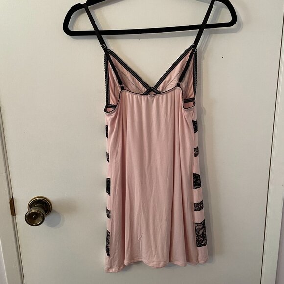 Victoria's Secret Blush Pink Modal and Black Lace Babydoll Nightie Slip NWOT - Picture 4 of 12